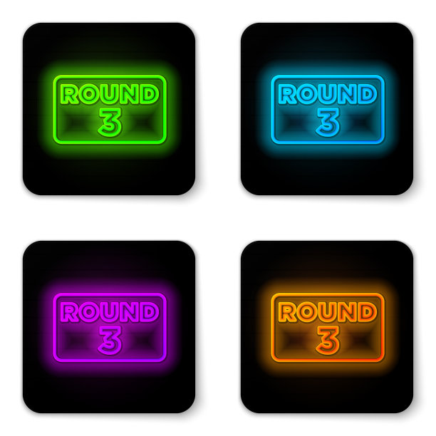 发光的霓虹灯线拳击环板图标孤立图片下载