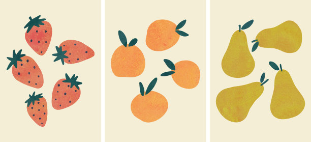 抽象手绘水果波希米亚植物枝图片下载