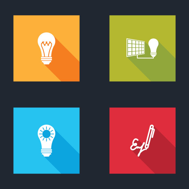 设置灯泡、太阳能板和灯图片下载