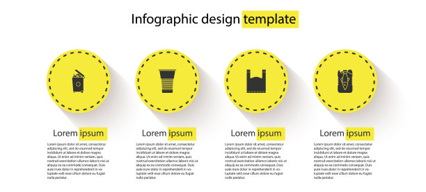 设垃圾桶，纸，玻璃，塑料袋和停止图片下载