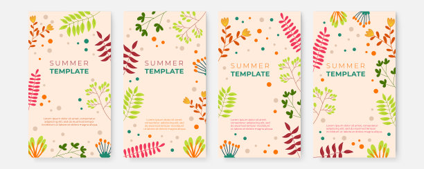 夏季销售有机平面花卉模板社交媒体或网络传单。夏季旗帜与花卉装饰时装销售广告收集图片下载
