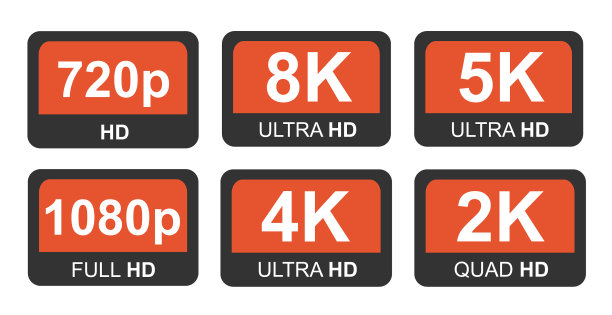 红色8k 4k 5k超高清视频分辨率图标logo图片下载