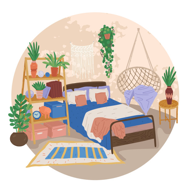 斯堪的纳维亚或北欧风格的卧室室内图片下载