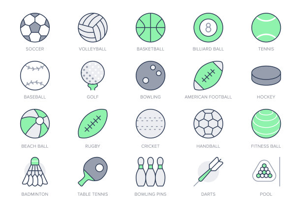 运动球与图标线图片下载