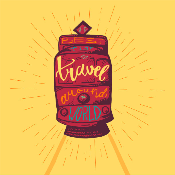 环游世界为海报或印刷字体图片下载