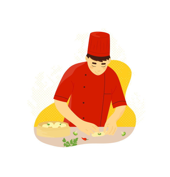 亚洲厨师人在餐厅烹饪食物图片下载