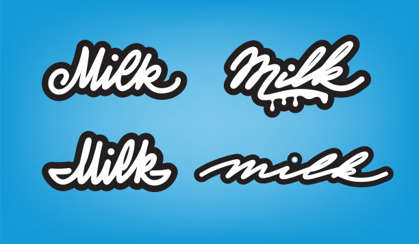 牛奶标签的产品设计。牛奶的标志。图片下载