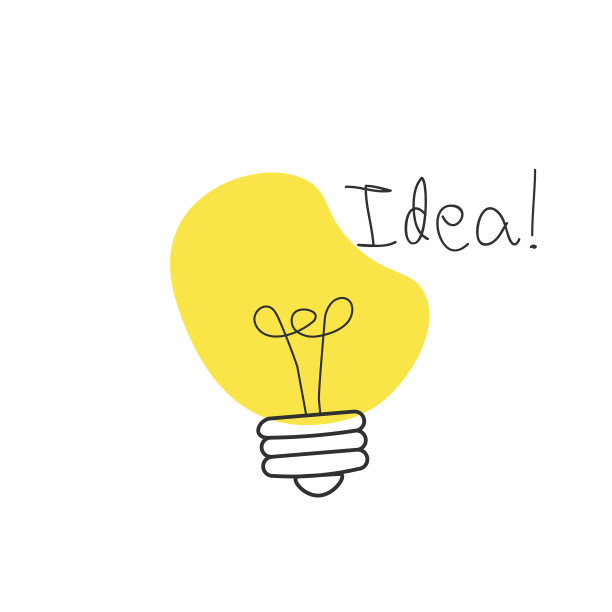 手绘灯泡图标与概念想法图片下载