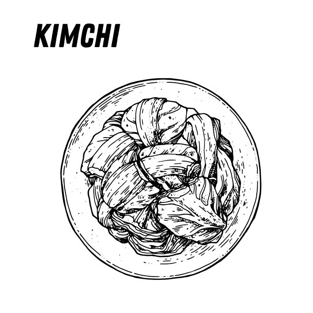 泡菜小品，韩国食物。手绘矢量插图。素描风格。前视图。的矢量插图。图片下载