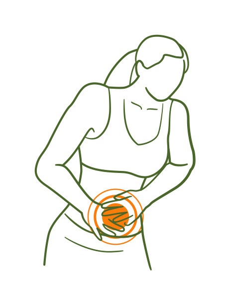 女性腹痛红体指针孤立上图片下载