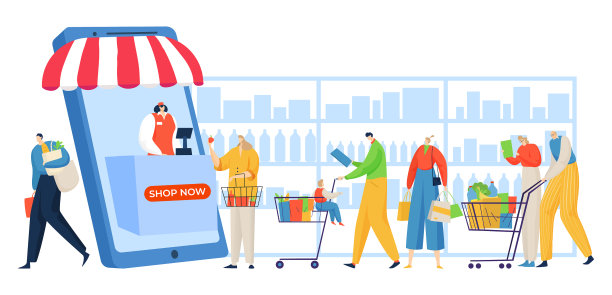 人们排队在线商店成功零售图片下载