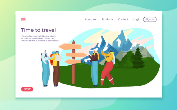 旅游和徒步旅行的游客着陆度假图片下载