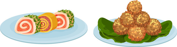 手指食物与美味的小卷和肉丸图片下载