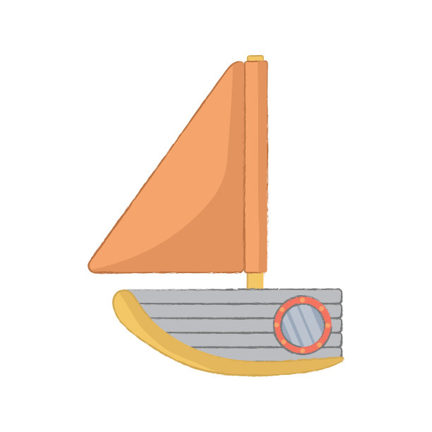 橙色玩具船孤立在白色背景图片下载