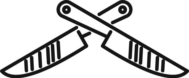 厨房交叉刀具轮廓图标图片下载