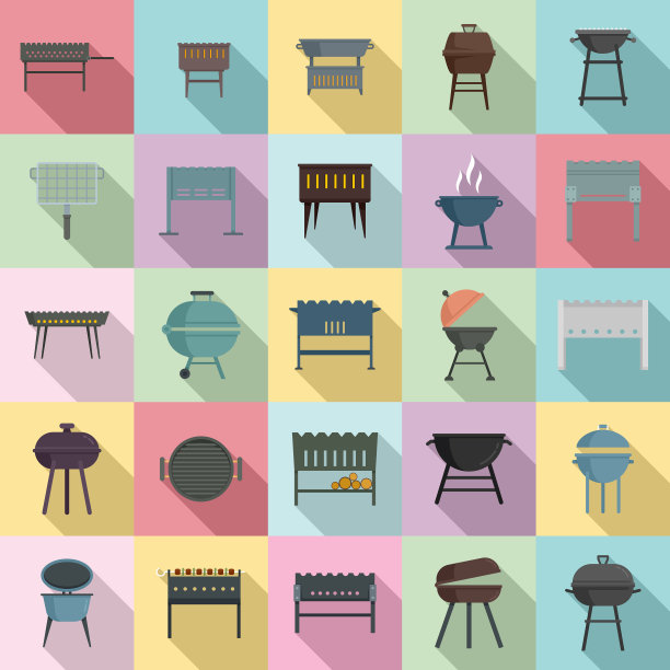 火盆图标设置平面风格图片下载