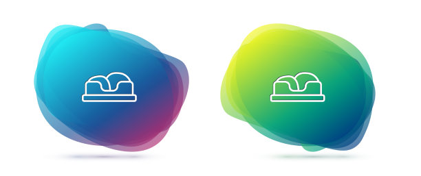 设置线宠物床图标孤立在白色背景图片下载