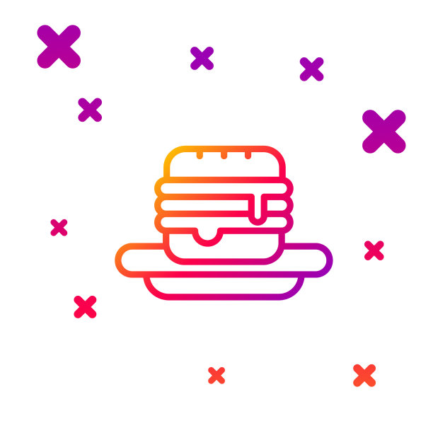 色线垃圾食品图标孤立在白色图片下载