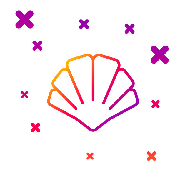 彩线扇贝海贝图标孤立上图片下载