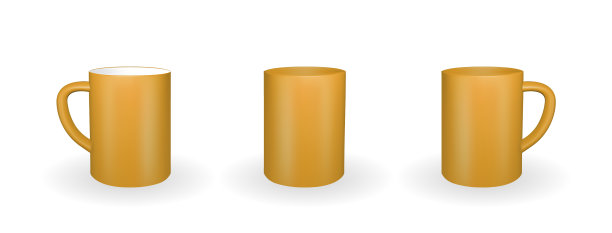 设置现实的橙色马克杯在白色的背景图片下载