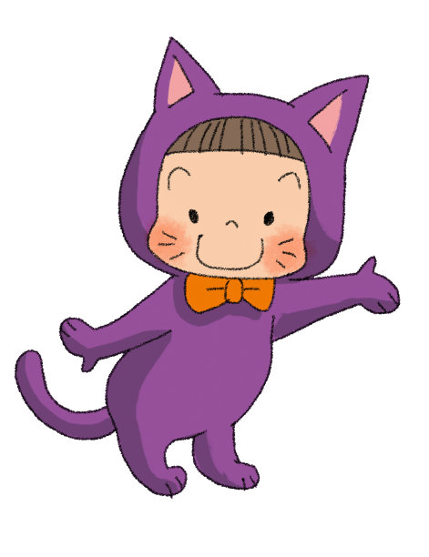 万圣节装扮成猫的孩子的插图图片下载