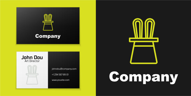 标志型线魔术师帽子和兔子耳朵的图标图片下载