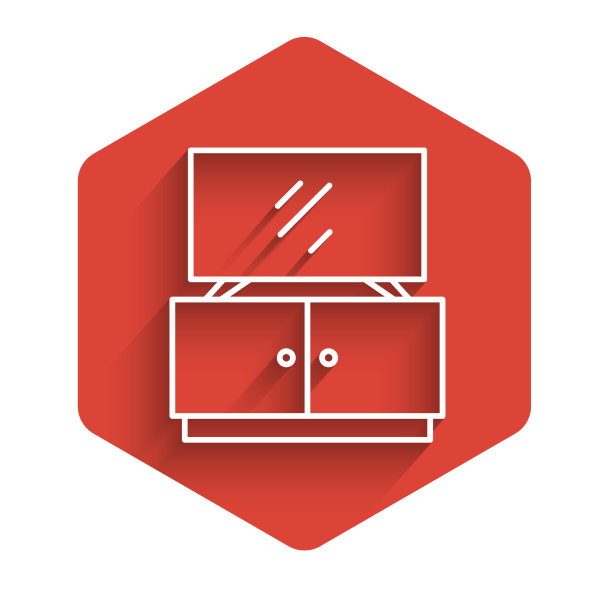 白色线电视台架图标孤立与长图片下载