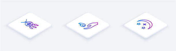 设置有羽毛的等距线捕梦网图片下载