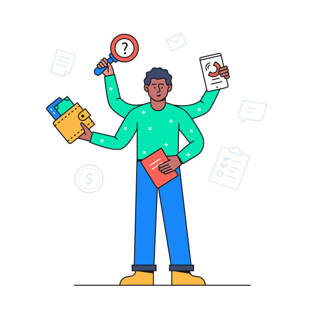 多任务概念-多彩的平面设计风格图片下载