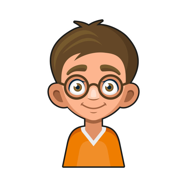 可爱的年轻男子与眼镜头像卡通风格图片下载