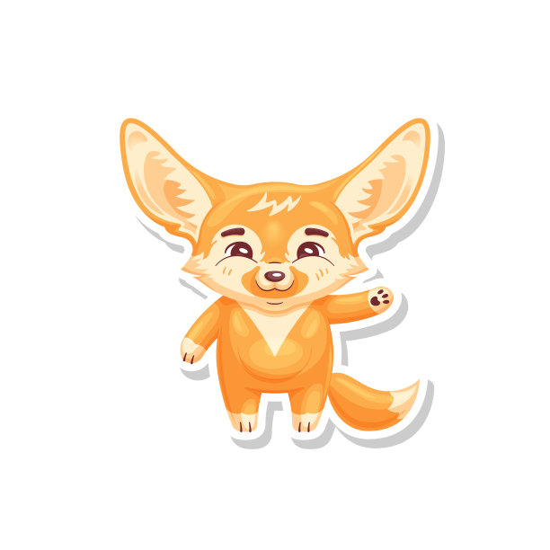 微笑的耳廓狐挥舞着它的爪子致意图片下载