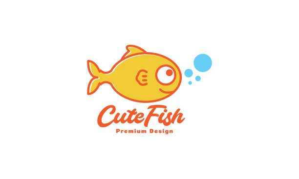 动物小鱼橙色可爱的卡通标志图片下载