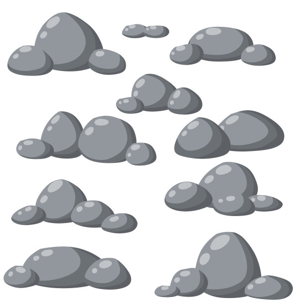 天然的石墙和光滑的灰色圆石。图片下载