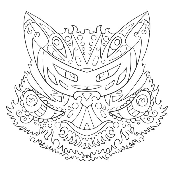 白底上的狼头。打印。禅宗涂鸦。矢量图图片下载