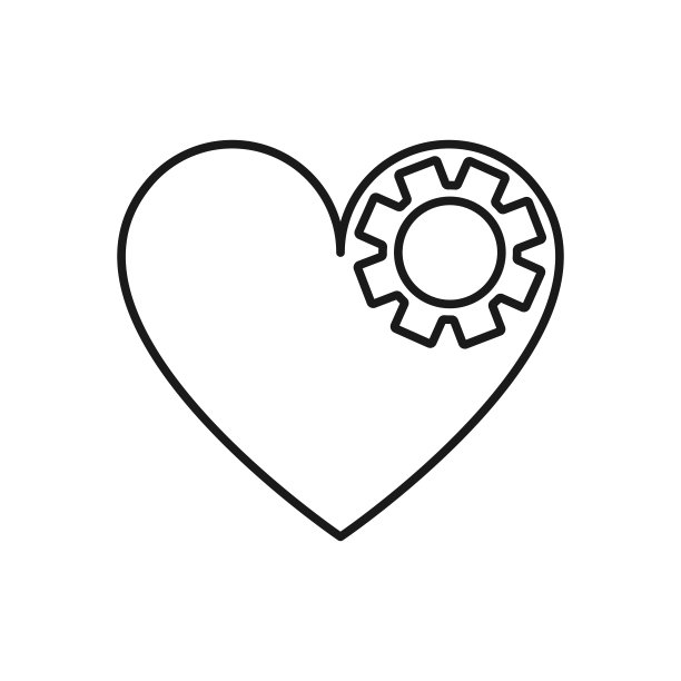 齿轮和爱图标，齿轮插图中的心图片下载