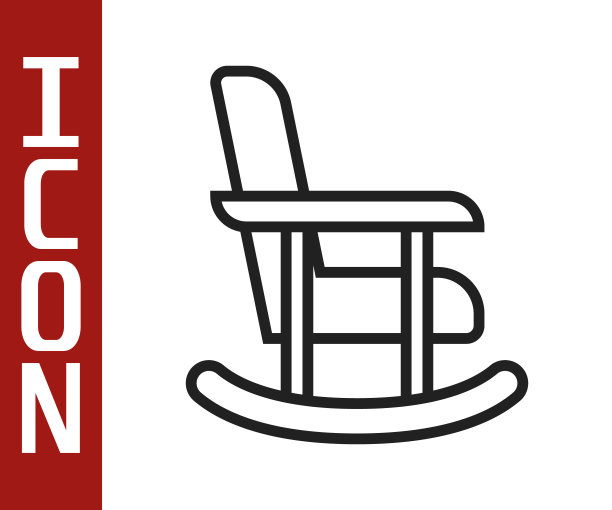 黑线摇椅图标孤立在白色背景。向量图片下载