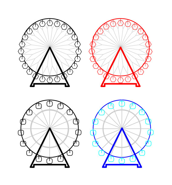 矢量设计4个游乐摩天轮图片下载