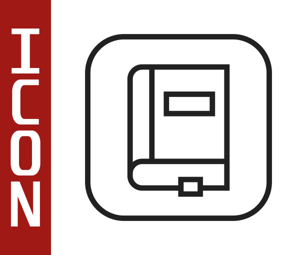 白色背景上的黑色线条法律书籍图标，矢量图图片下载