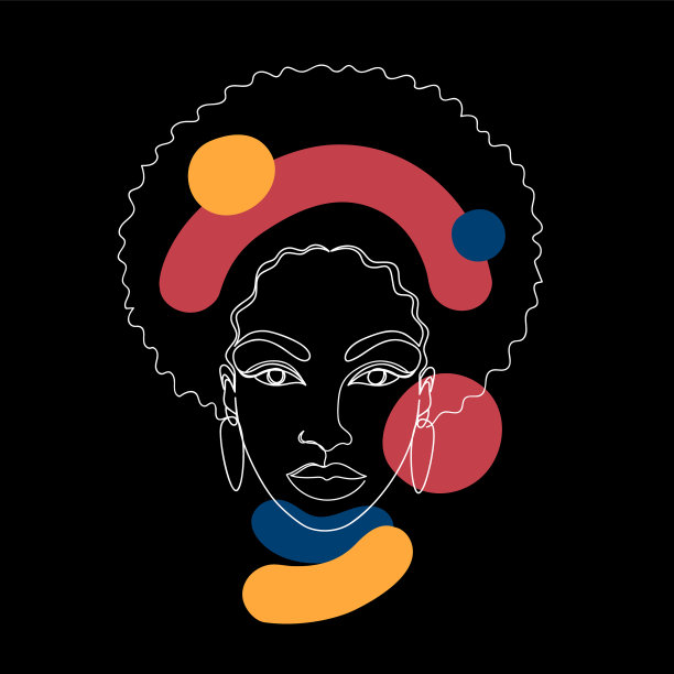 在黑色上有抽象形式的美国黑人妇女图片下载