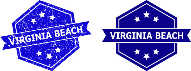 六角形弗吉尼亚海滩邮票印章与刮图片下载