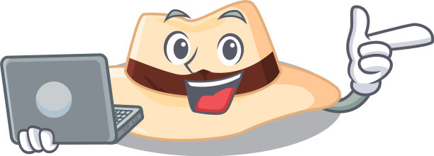 聪明的卡通人物巴拿马帽在学习图片下载