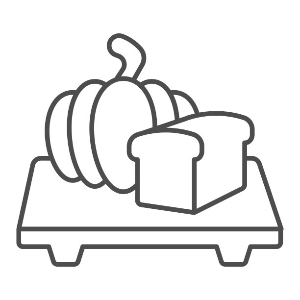 面包和南瓜上的细线图标图片下载