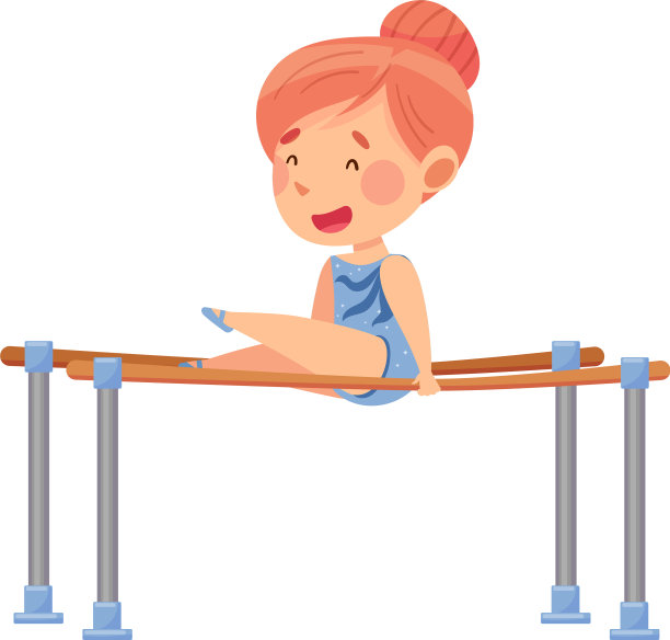 红发小女孩在做平行体操图片下载