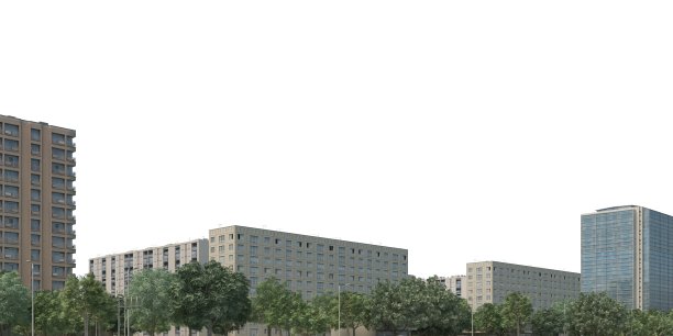 城市景观3d插图孤立在白色背景图片下载