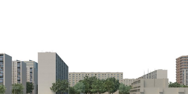 城市景观3d插图孤立在白色背景图片下载