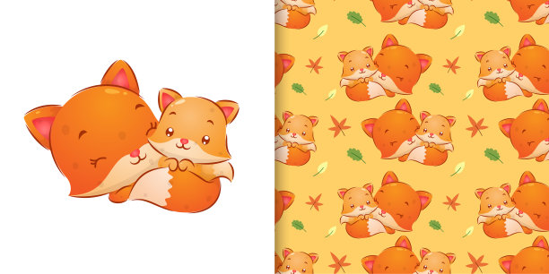 无缝狐狸妈妈睡觉图片下载