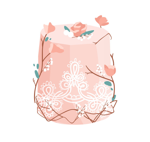 用玫瑰装饰的婚礼或生日甜点图片下载