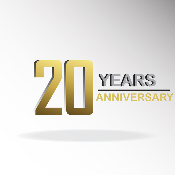20周年纪念金标志模板设计图片下载