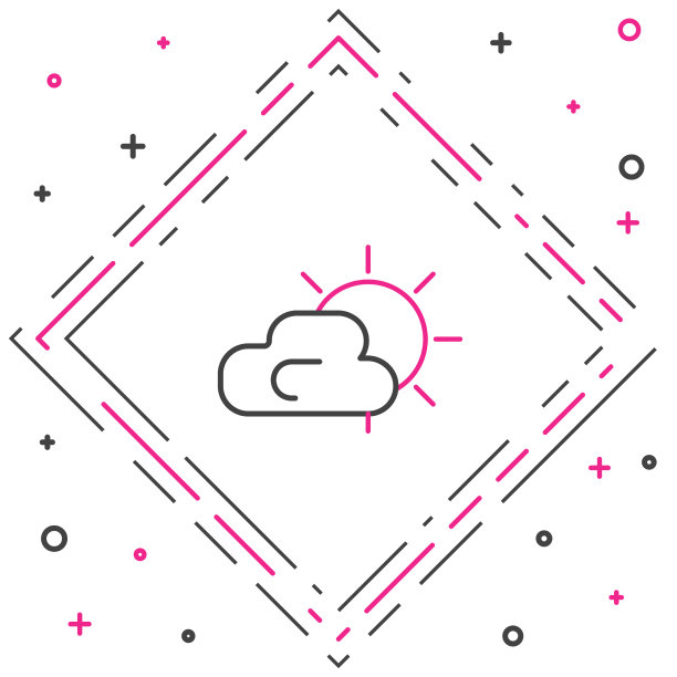 线太阳和云天气图标孤立在白色图片下载