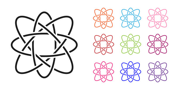 黑色原子图标孤立在白色背景上图片下载